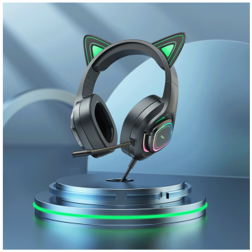 hoco. Slušalice sa mikrofonom, gaming, USB/3.5 mm, LED - W107 Cute Cat Black/Green
