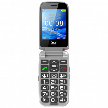 MeanIT Telefon mobilni, 2.8" ekran, Dual SIM, SOS tipka - SENIOR FLIP MAX Red