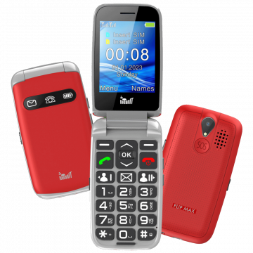 MeanIT Telefon mobilni, 2.8" ekran, Dual SIM, SOS tipka - SENIOR FLIP MAX Red