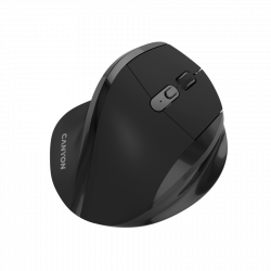 CANYON OnClick 17 bežični miš, ergonomski, 6 tipki, 1600 DPI, crni
