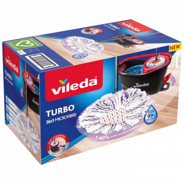 Vileda Set za čišćenje, mop sa kantom, 3in1 Turbo Spin Mop - Spin Mop Turbo 3w1 Microfibre