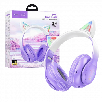 hoco. Slušalice bežične sa mikrofonom, Bluetooth - W42 Cat Ears, Purple Grape