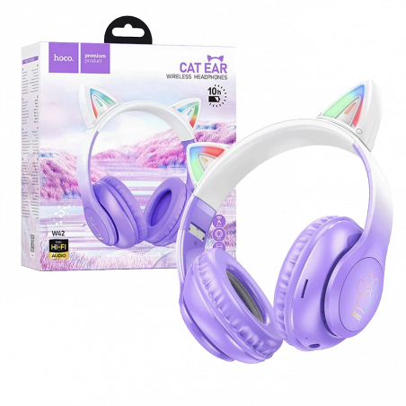 hoco. Slušalice bežične sa mikrofonom, Bluetooth - W42 Cat Ears, Purple Grape