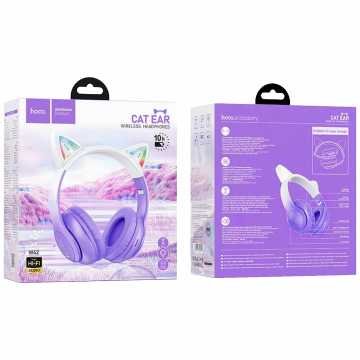 hoco. Slušalice bežične sa mikrofonom, Bluetooth - W42 Cat Ears, Purple Grape