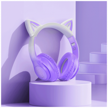 hoco. Slušalice bežične sa mikrofonom, Bluetooth - W42 Cat Ears, Purple Grape