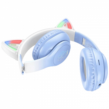 hoco. Slušalice bežične sa mikrofonom, Bluetooth - W42 Cat Ears, Crystal Blue