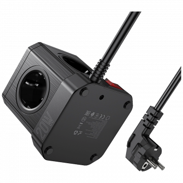 hoco. Produžni kabl, 5 utičnica, 3 x USB, 1 x USB C PD20W, 2 met. - NS8 Sharp
