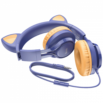 hoco. Slušalice sa mikrofonom, mačje uši, plava - W36 Cat ear, midnight blue
