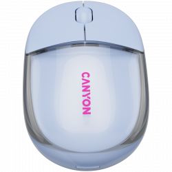 CANYON OnClick 24 BT/Wireless bežični miš, prozirni/plavi, 1200 dpi