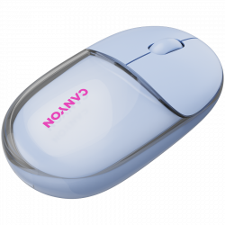 CANYON OnClick 24 BT/Wireless bežični miš, prozirni/plavi, 1200 dpi