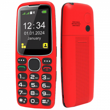 MeanIT Telefon mobilni, 2.4" zaslon, SOS tipka, crveni - SENIOR 10 Plus, Crveni