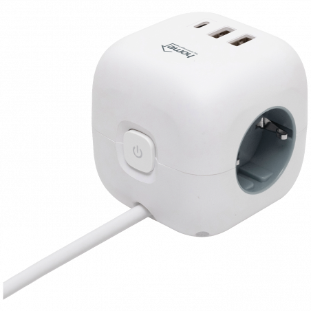 home Produžni kabl, 3 utičnice, 2 x USB A, 1 x USB C, 1.5 met. - CUBE2