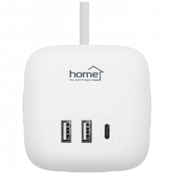 home Produžni kabl, 3 utičnice, 2 x USB A, 1 x USB C, 1.5 met. - CUBE2