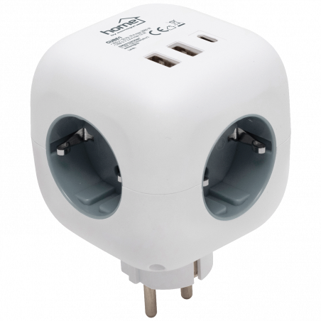 home Strujni razdjeljnik sa 3 utičnice,  3 x USB, kocka - CUBE1