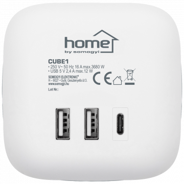 home Strujni razdjeljnik sa 3 utičnice,  3 x USB, kocka - CUBE1