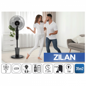 Zilan Ventilator sa raspršivačem vode, daljinski upravljač, 75 W - ZLN0977