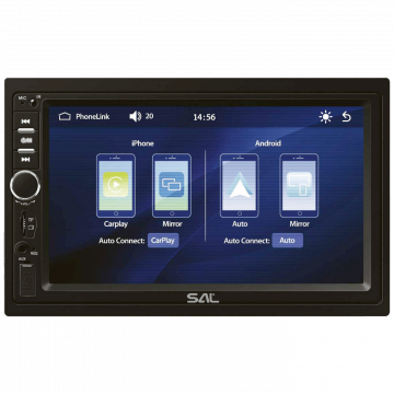 SAL Auto radio, 4 x 45W, 7" LCD Display, BT, USB, microSD - VBX910