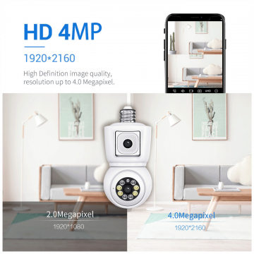 Escam Kamera za video nadzor,dual lens,2x2Mpixel,PTZ,E27,WiFi - QF202