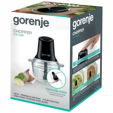 Gorenje Sjeckalica sa staklenom posudom, 500W, zapremina 1 l - S501GBK