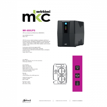MKC UPS/ Izvor neprekidnog napajanja, 650VA, 360W - MK-650UPS