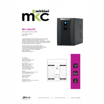 MKC UPS/ Izvor neprekidnog napajanja, 1200VA, 720W - MK-1200UPS