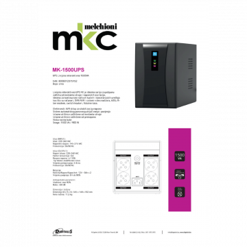 MKC UPS/ Izvor neprekidnog napajanja, 1500VA, 900W - MK-1500UPS