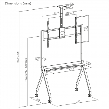 Maclean Stalak za TV / kolica, polica za kameru, 55"-100", 120kg. - MC-114 B