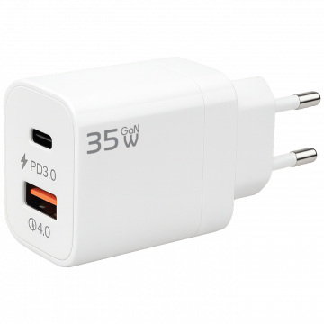 REDLINE Punjač kućni, 1 x USB-A, 1 x USB-C, brzi, 35W, GaN - GL-35W-AC