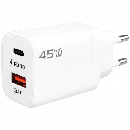 REDLINE Punjač kućni, 1 x USB-A, 1 x USB-C, 45W, GaN - GL-45W-AC