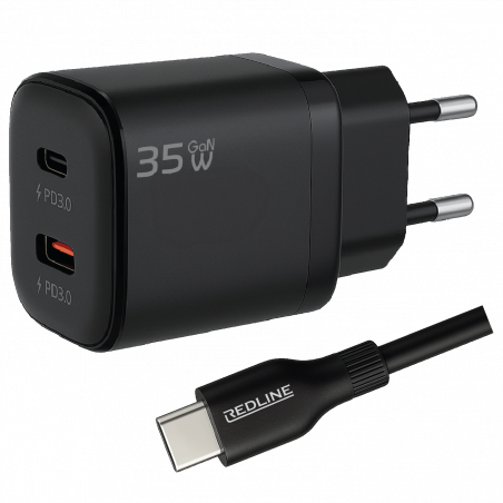 REDLINE Punjač sa USB-C kablom,  2 x USB-C, 35W - GL35CC+CC1M(60W)