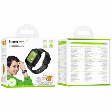 hoco. Pametni sat za djecu, 1.69" 4G GPS, WiFi - Y104 4G, Black
