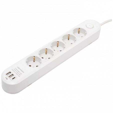 home Produžni kabl, 5 utičnica, 1.5mm², USB, 3 met. - NV5K3USBC