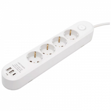 home Produžni kabl, 4 utičnice, 1.5mm², USB, 1.5 met. - NV4KUSBC