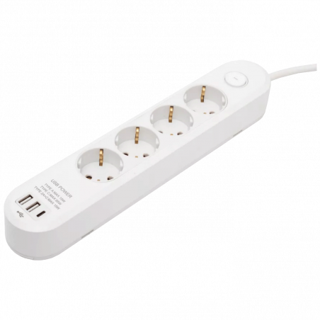 home Produžni kabl, 4 utičnice, 1.5mm², USB, 1.5 met. - NV4KUSBC