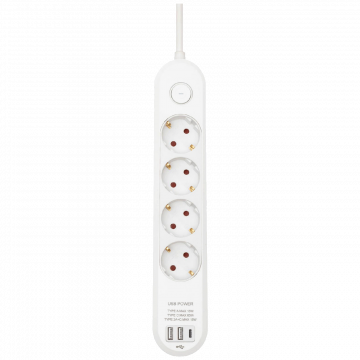 home Produžni kabl, 4 utičnice, 1.5mm², USB, 1.5 met. - NV4KUSBC
