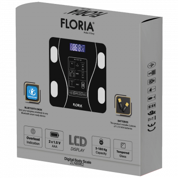 Floria Pametna vaga, tjelesna, do 180 kg, LED zaslon, Bluetooth - ZLN8962
