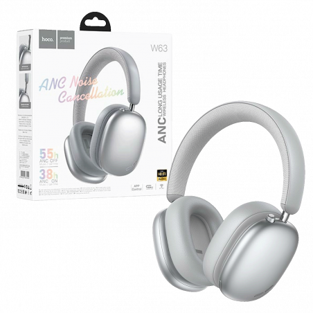 hoco. Bežične slušalice, Bluetooth, ANC - W63 Silver