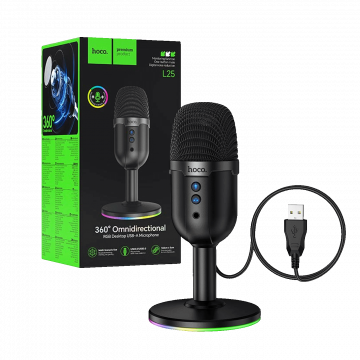 hoco. Mikrofon, stolni, RGB, USB - L25