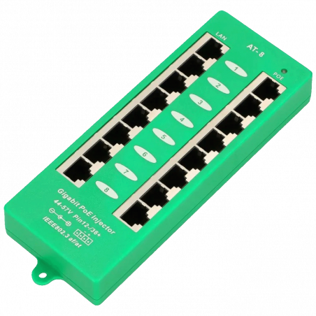 Extralink PoE Injector sa 8 Gigabit 802.3at/af porta, Mode A, aktivni - 8 Port Gigabit PoE Injector