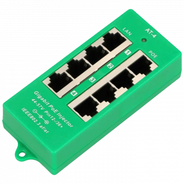 Extralink PoE Injector sa 4 Gigabit 802.3at/af porta, Mode A, aktivni - 4 Port Gigabit PoE Injector