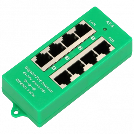 Extralink PoE Injector sa 4 Gigabit 802.3at/af porta, Mode A, aktivni - 4 Port Gigabit PoE Injector
