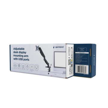 NOSAČ ZA MONITOR GEMBIRD MA-DA1U-01, Adjustable desk display mounting arm with USB ports, 17”-32”, do 9kg