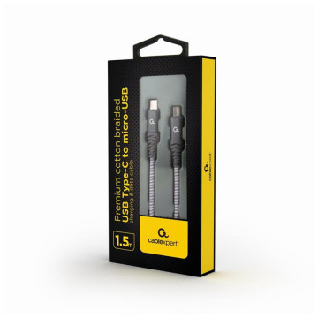 USB 2.0 kabl Premium cotton braided USB Type-C to micro-USB charging & data cable, 1.5 m, CC-USB2B-CMMBM-1.5M