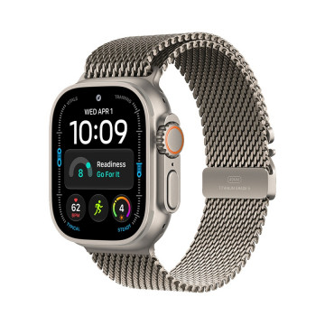 Apple Watch Ultra 4 49mm Titanium Case with Natural Titanium Milanese Loop – M mja94se