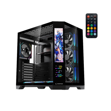 Kućište gaming RAMPAGE NOVA V2 9.16′ LCD Display Hub Controller Black 7x12cm ARGB Pwm Fan, 43432