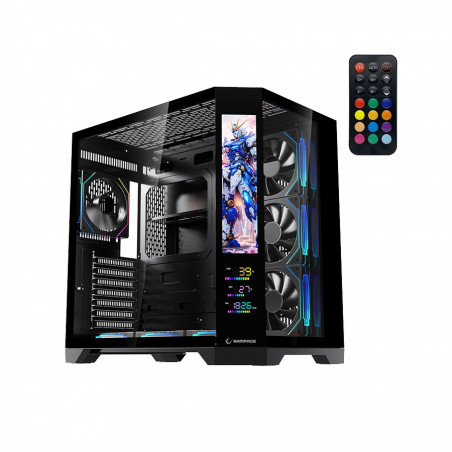 Kućište gaming RAMPAGE NOVA V2 9.16′ LCD Display Hub Controller Black 7x12cm ARGB Pwm Fan, 43432