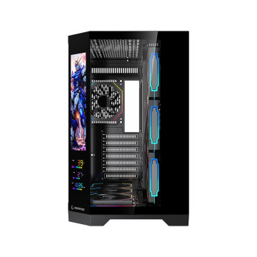 Kućište gaming RAMPAGE NOVA V2 9.16′ LCD Display Hub Controller Black 7x12cm ARGB Pwm Fan, 43432
