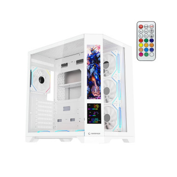 Kućište gaming RAMPAGE NOVA V2 9.16′ LCD Display Hub Controller White 7x12cm ARGB Pwm Fan, 43467