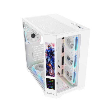 Kućište gaming RAMPAGE NOVA V2 9.16′ LCD Display Hub Controller White 7x12cm ARGB Pwm Fan, 43467