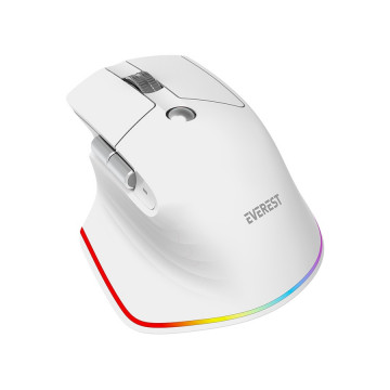 Miš Everest SMW- 178 Handy 2in1 Bluetooth 2,4GHz White Rechargeable 4000 DPI Horizontal/Vertical Wheel Ergonomic RGB Mouse, 4104